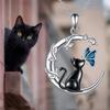 Роскошное Женское Серебряное Ожерелье с Подвеской Луна Кошка Бабочка из Кристаллов Винтажное Свадебное Для Женщин