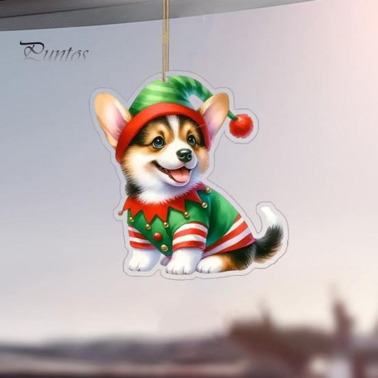 Подвеска для автомобиля в виде собаки из акрила, 8 см, легко подвешиваемая веревка, двухсторонняя 2D цифровая визуализация, подвесное украшение для реалистичного просмотра, автомобильная рождественская елка