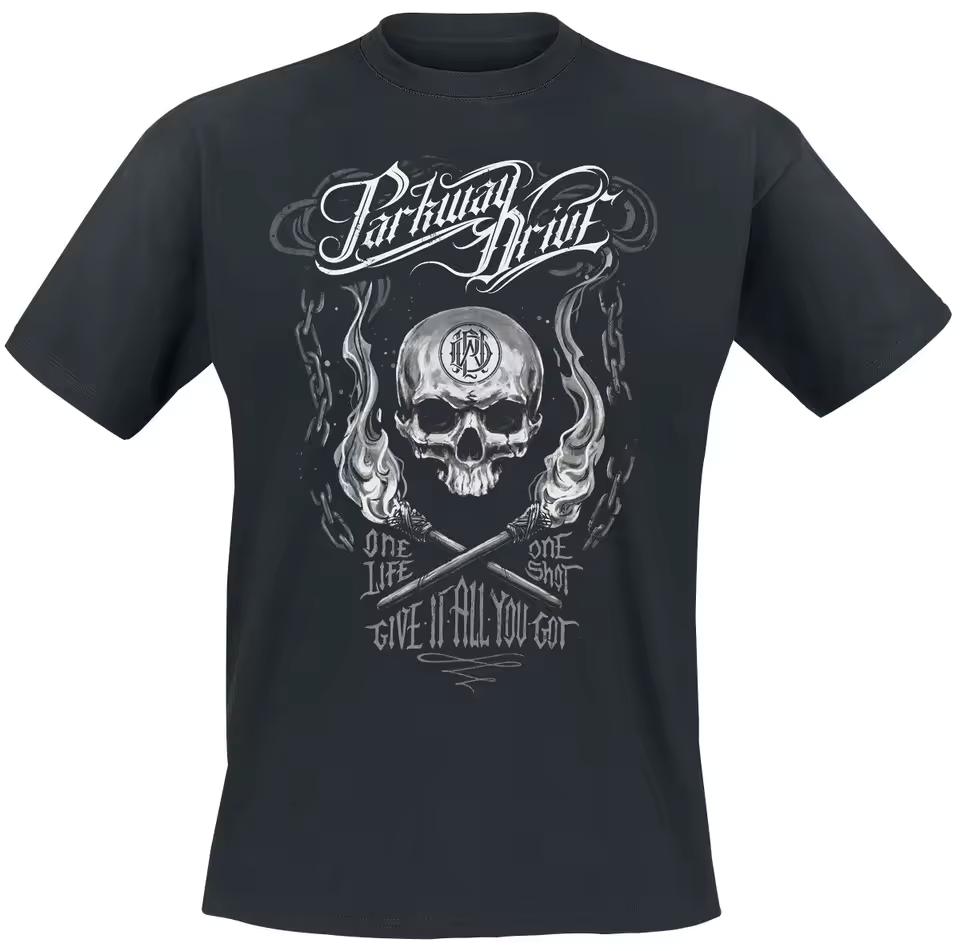 Parkway Drive Double-Sided Skull Torch Print T-Shirt Soft Breathable Unisex Streetwear Tee Men Women Rock Casual