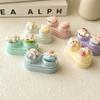 women Mini Contact Lens Box with Tweezer Suction Stick Set Cartoon Cat Contact Lens Case Travel Daily Storage for Women Girl