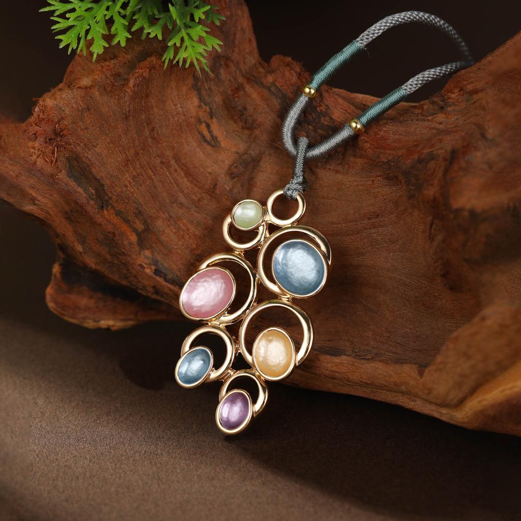 Эмалевый цвет полый геометрический цветок длинная подвеска, женская подвеска-ожерелье в форме сердца с высоким чувством универсальности