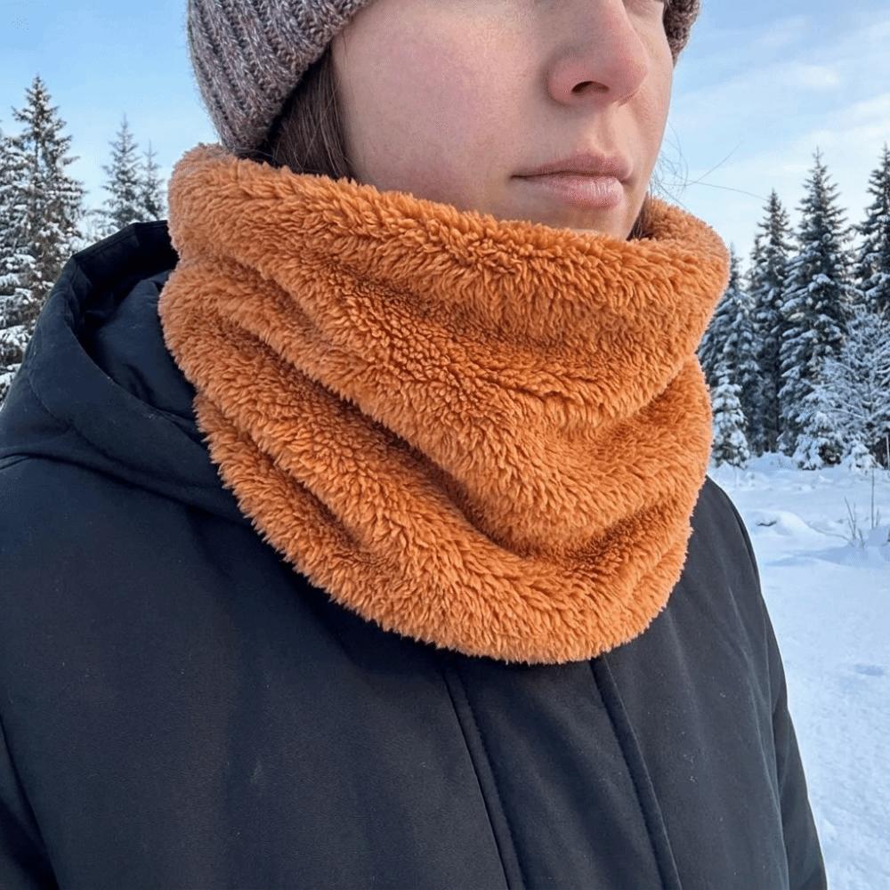 Solid Color Winter Knitted Scarf Windproof Warm Neck Warmer Face Mask Fleece Muffler Sports