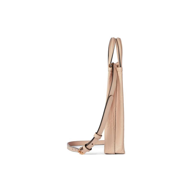 Gucci Distressed removable shoulder strap snap placket leather shoulder crossbody handbag super mini women's light beige