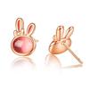 Серьги "Серебряный гром" женские Оставьте это на Кошачий глаз розовое золото маленькие Популярность милые Кролик Совместимы с металлической аллергией серебро 925 день рождения