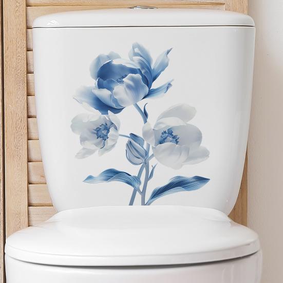 Цветочная наклейка на унитаз съемная самоклеящаяся водонепроницаемая ПВХ настенная живопись для гостиной ванной комнаты