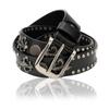 Laquest Leather Studded Belt with Antique Concho and Lily Crest Relief Men's (Black)