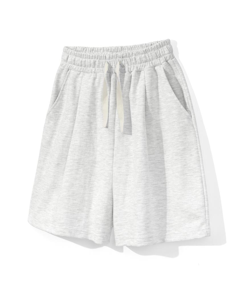 COSTUME O’CLOCK [Coolpass] Elastic Waist Wide One-Pleat Sweat Half Pants 3 Colors