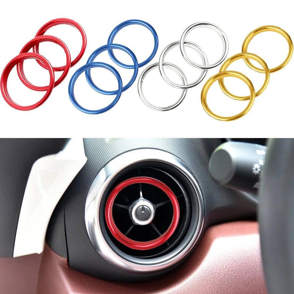 Car AC Air Outlet Conditioning Vent Decoration Central Inner Cover Ring Trim Decoration for Mazda MX5 Mazda 2 CX3 MX-5 RF ND