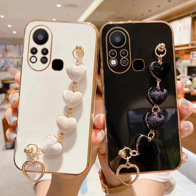 Плюшевый чехол-браслет Love Heart для infinix Note 30 30i 30Pro 30 Hot 30 30i 20 20i 11 12 12i 20Play, силиконовый чехол с цепным покрытием