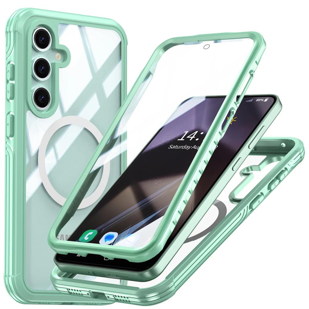 Case for Samsung Galaxy S24 FE, Shockproof, with glass, for MagSafe, green