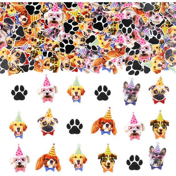 200 Pieces Dog Confetti - Dog Theme Table Confetti Birthday Party Decorations, Dog Hat Paw Print Confetti Baby Shower Gender Reveal Party Supplies