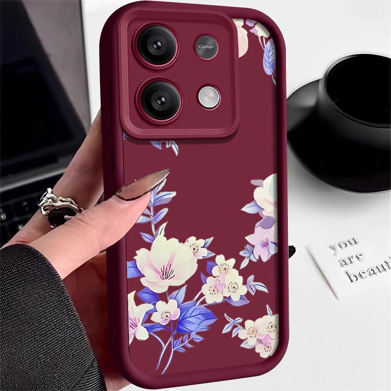 For Xiaomi 13t 11t Pro Poco X6 X5 F6 M6 Redmi Note 12 11 10 13 Pro 5g Flower Pattern Shockproof Silicone Soft Lens Protection Case Cover