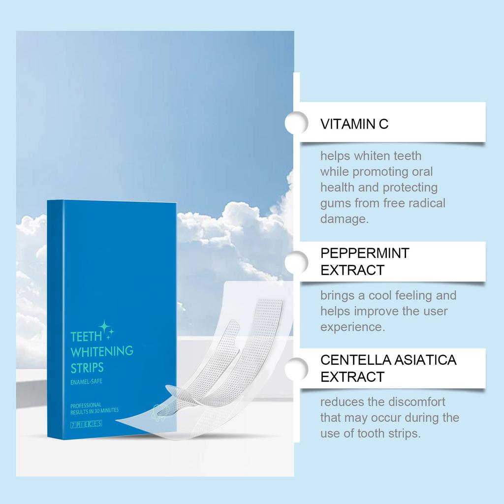 Полоски для отбеливания чувствительных зубов, 7 полосок, отбеливающие безопасные полоски для отбеливания, глубокое удаление пятен, отбеливание зубов, без вреда для зубной эмали