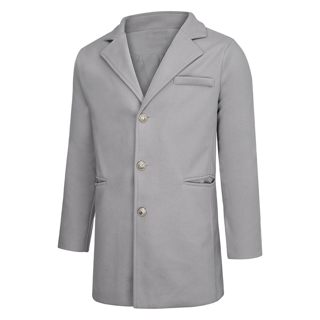 Мужское шерстяное пальто, теплый зимний тренч, длинная верхняя одежда на пуговицах, элегантное пальто, пальто