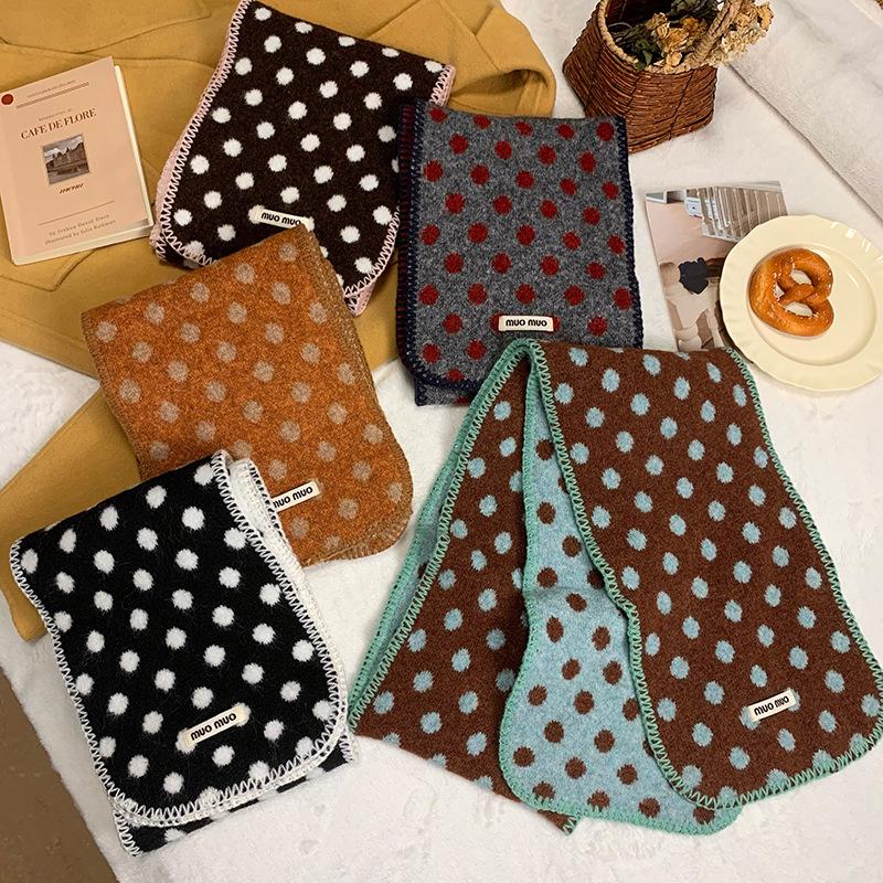 Luochi Knitting~Mu Series Polka Dot Scarf: Soft, Versatile, Warm Neck Warmer for Men and Women, Perfect for Autumn and Winter.