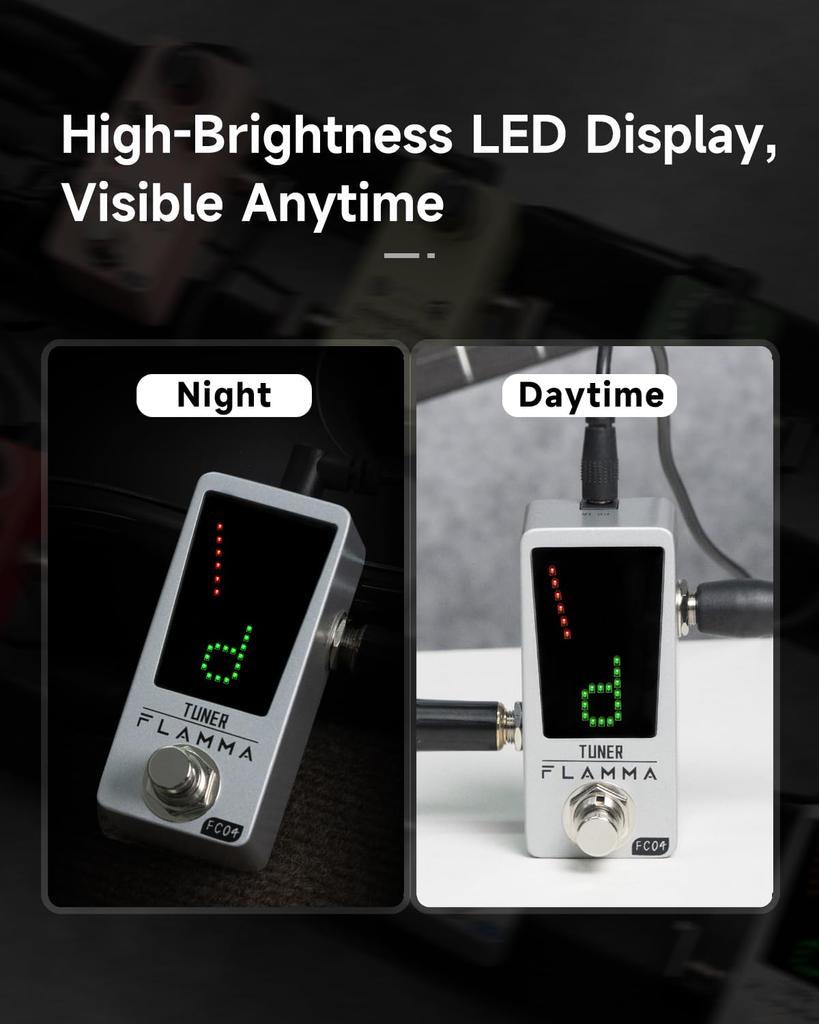 Педаль тюнера FLAMMA FC04 хроматический гитарный тюнер высокой точности 1 центовая педаль настройки для гитары и с педалью Pitch True Bypass, бас, индикатор,