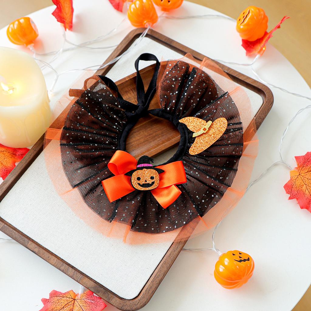Маленькие ошейники для собак, шарф для питомца, аксессуары для ошейника, ожерелье, слюнявчик, собака, кошка, Хэллоуин, кружево, волшебник, тыква, марлевый шарф, товары для питомцев