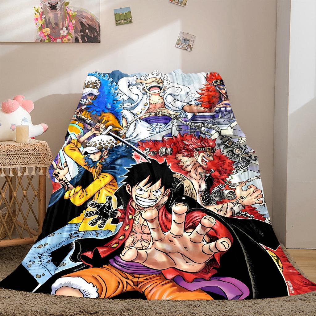 Anime One Piece Luxury Flannel Lightweight Blanket Home Decor Sofa Bed Travel Cover Family Gift LXR137