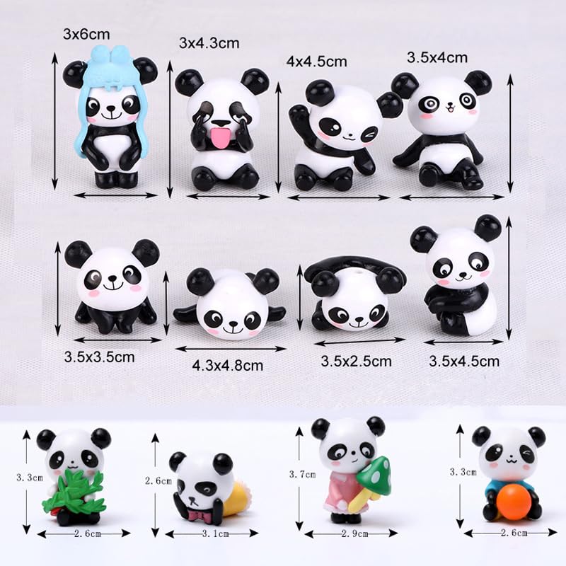 12 Panda Miniature Panda Panda Cake Cute Birthday Party Funny Decorative Small Miniature Spirit Dollhouse Figurines, Models, Decorations, Pandas,