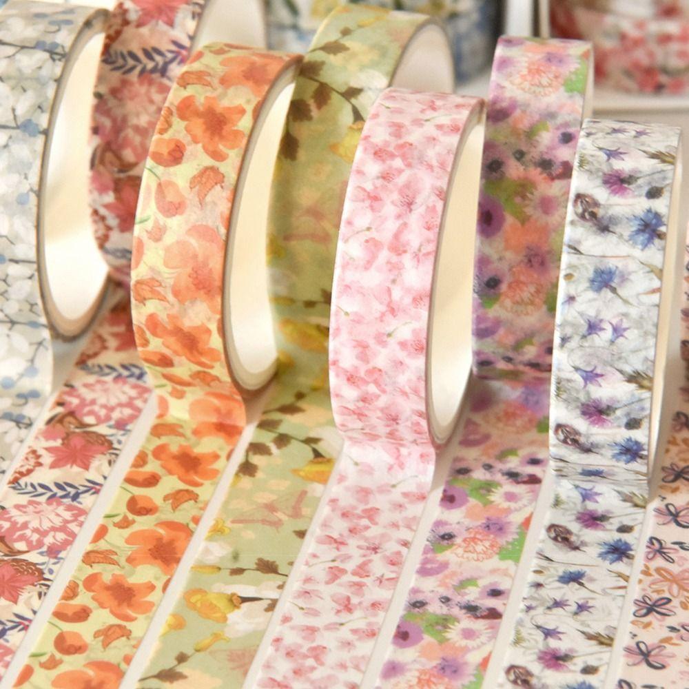 5 Rolls Spring Flower Washi Tape Self-adhesive Multicolor Scrapbooking Decorative Tape Wrapping DIY Wrapping Washi Tape