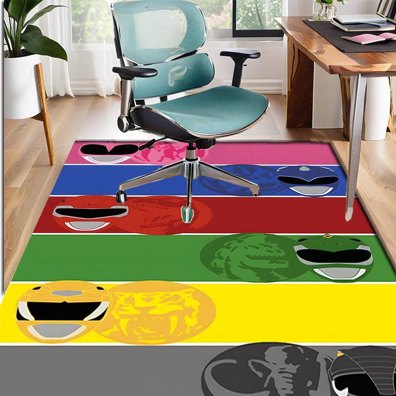 Mighty Morphin Power Rangers Pattern Rug, Indoor/Outdoor Mat, for Picnic, Gameroom, Bedroom, Office, Living Room, Home Decor Carpet, Birthday Gift