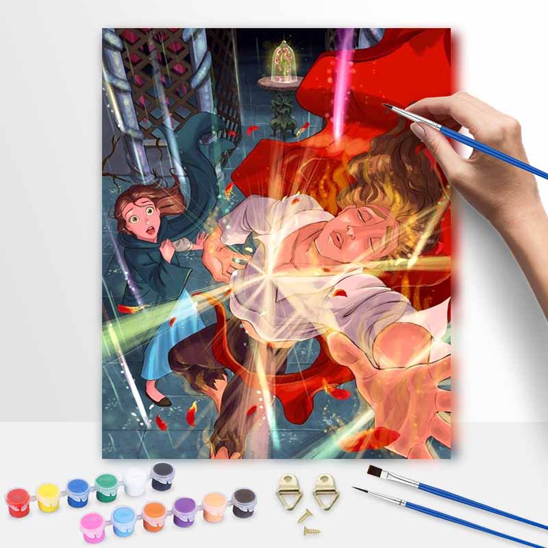 Disney oil painting painting art Beauty and the Beast handmade diy painting home decoration gift