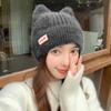 New Women Cute Cat Ear Winter Hat Fashion Faux Fur Knitted Hat Kpop Style Soft Beanie Hats Female Candy Colors Streetwear Cap