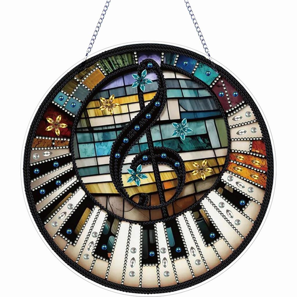 2D Flat DIY Diamond Art Suncatcher Diamond Painting Set Rhinestone Diamond Art Window Pendants Window Hanging Art for Home Decor