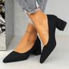 Closed Toe Heels Women'S Fashion Pointed Square With Solid Color Single Shoes Casual Comfortable Slip On With Womens Suede Shoes