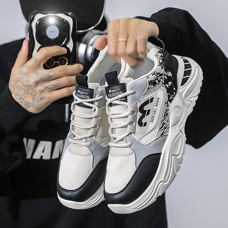 Мужская обувь осень новая мужская кожаная обувь для отдыха на открытом воздухе средней высоты спортивная обувь на платформе универсальная модная обувь