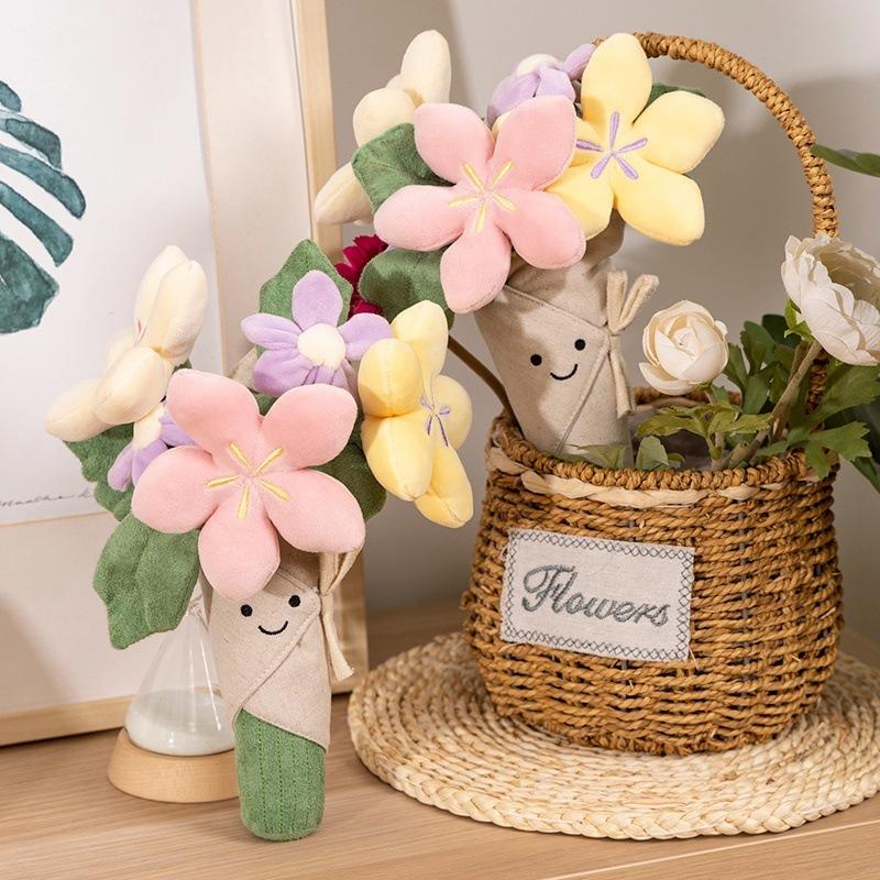 Handheld Plush Bouquet Doll Toy Fun Flower Gift For Girlfriend Birthday Soft Stuffed Animal Collectible For All Ages