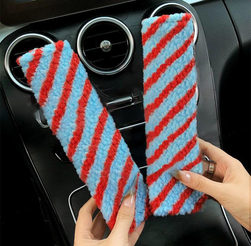 1 шт. Защита плеча ремня безопасности автомобиля, диагональная, из овечьей шерсти, защита ремня безопасности, мультяшная, мягкая и удобная