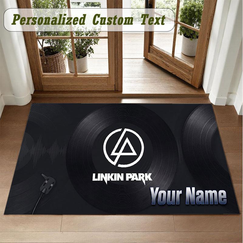 Crystal Velvet Square Rug Custom NameLinkin Park Pattern Non Slip Home Floor Decor Rug