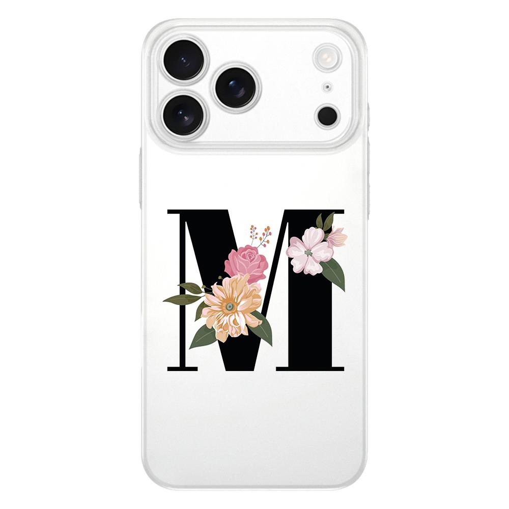 Цветочные буквы S Мягкий прозрачный чехол из ТПУ для iPhone 17 Air 16E 16 11 15 14 Pro MAX 12 13 7 8 Plus SE Пасхальный чехол Защита