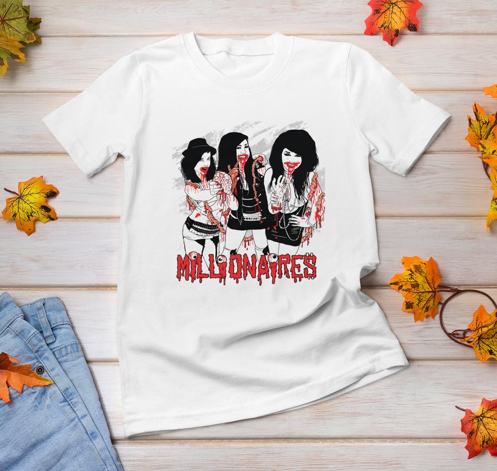 New MILLIONAIRES Queen Band Short Sleeve White All Size Gift Shirt AC579