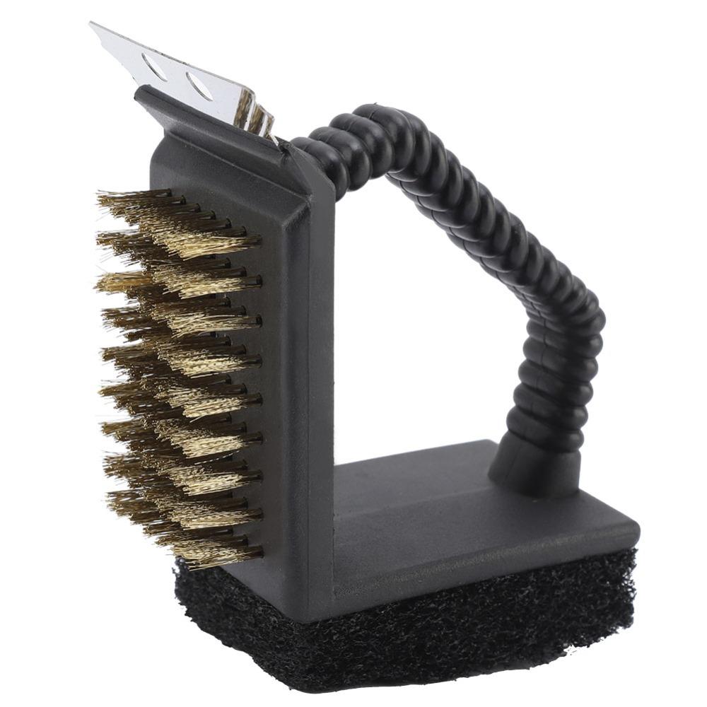 Plastic Copper Wire Scouring Pad BBQ Cleaner 3 in 1 Grill Brush  Outdoor Grill Camping Picnic
