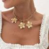PuRui Шарм Свадебное Ожерелье на Шею Циркон для Женщин Тренд Золотой Цвет Регулируемый Подвеска-Цветок Простые Цирконовые Аксессуары