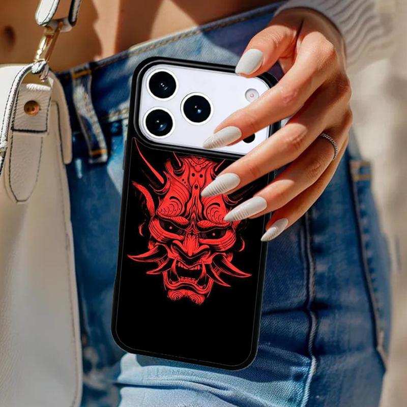 Samurai Oni Mask Phone Case For iPhone 17 Air 14 15 13 12 Max Cover For Apple 16e 11 Pro Max Plus Coque