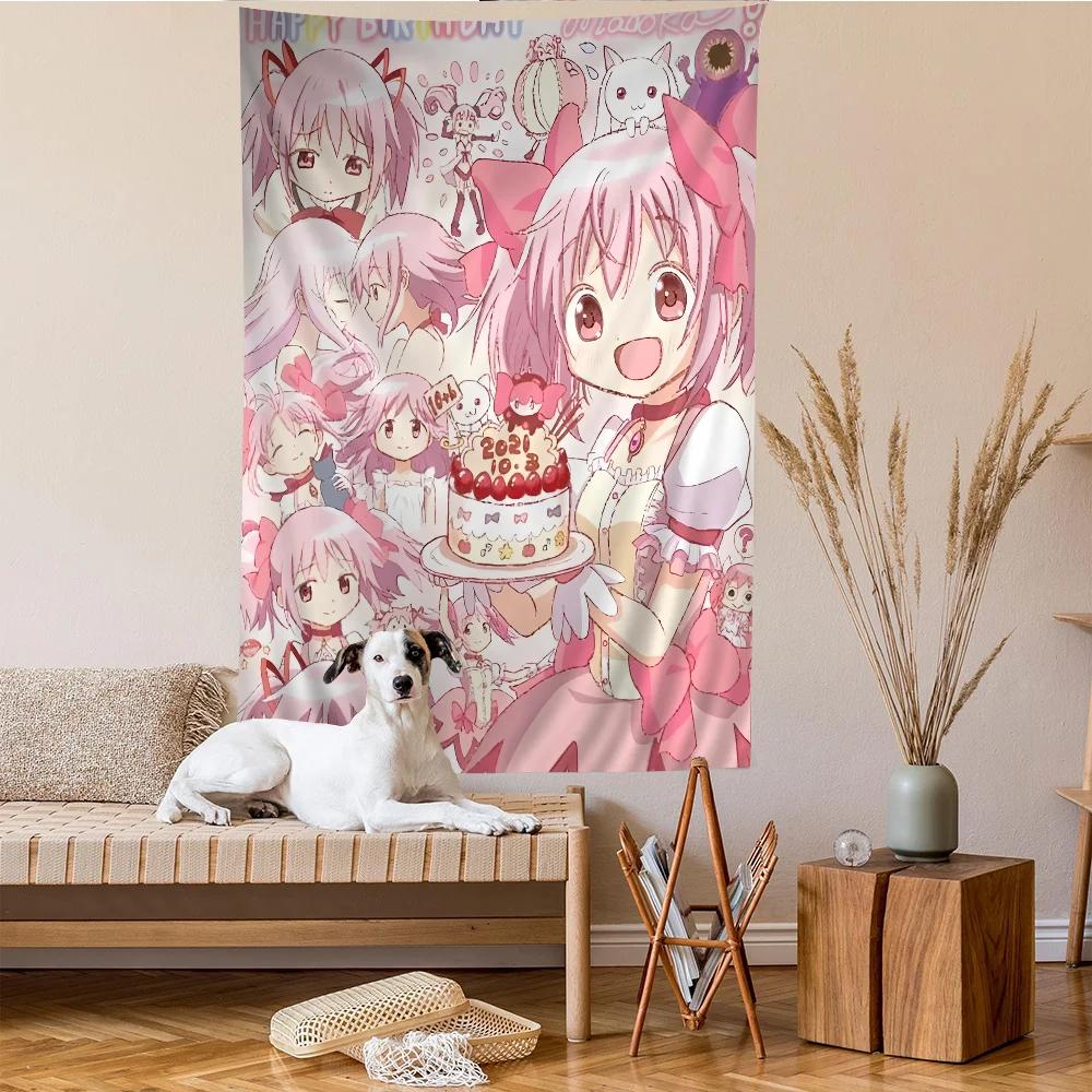 VIKAMA Puella Magi Madoka Magica Большой настенный гобелен Бохо Хиппи Индийский Будда Комната Колдовства Декор