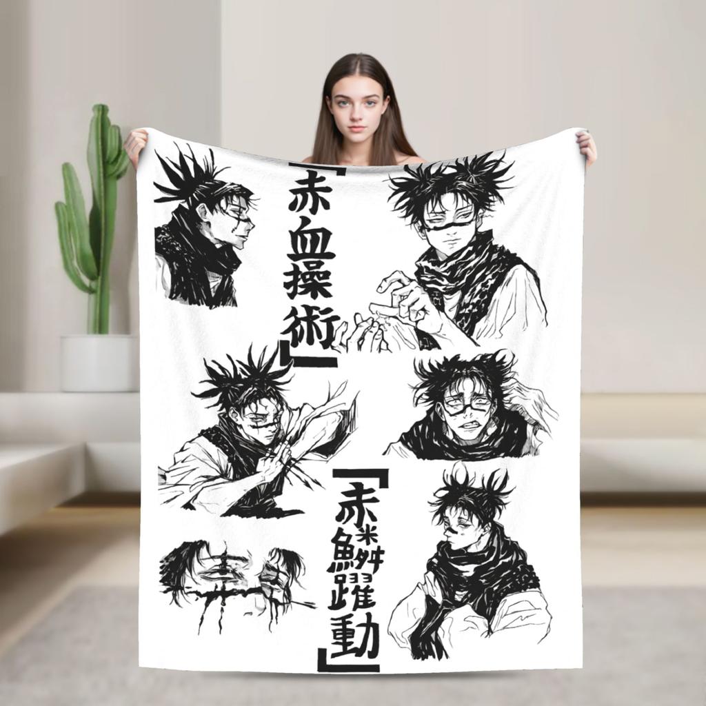 Choso Blanket Cover Flannel Kaisens Anime Lightweight Thin Throw Blanket for Car Sofa Couch Bed Rug