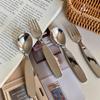 Детская ложка и вилка из нержавеющей стали 304, милая с короткой ручкой, детская посуда, детские столовые приборы для еды, утолщенная посуда для детей
