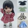 Lotus Leaf Sleeve Printed Dresses Fashion Doll Clothes Skirt  1/11 OB11 Dolls/1/12 BJD