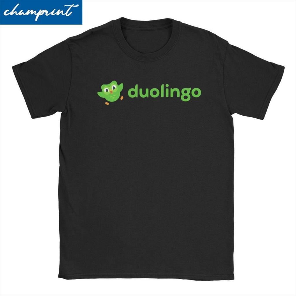 Футболка Duolingo Мужская Женская Мультяшный Юмор Хлопковые Футболки Круглый Воротник Короткий Рукав Футболка Идея для Подарка Топы