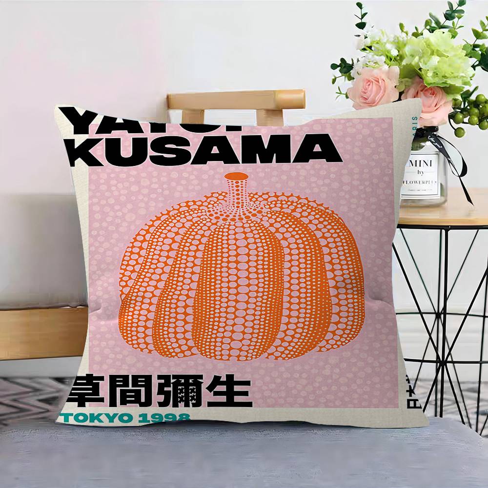 KKusamas YYayoi Art Cushion Cover Polyester Sofa Cushions Decorative Throw Pillows Home Decoration Pillowcover