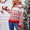 Женский рождественский свитер Осень и зима Рождественский свитер с лосем Лось Модный Теплый Трикотажный пуловер с круглым вырезом