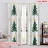 2pcs,2D Plane Printing Pattern Curtains Christmas Tree Stars Snowflakes (3) Polyester Easy Install (without Rod) Gifts Ldeal for