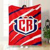 CR Logo with Red-Blue Stripes Printed Flannel Blanket for Bedroom, Living Room, Sofa, and Nap