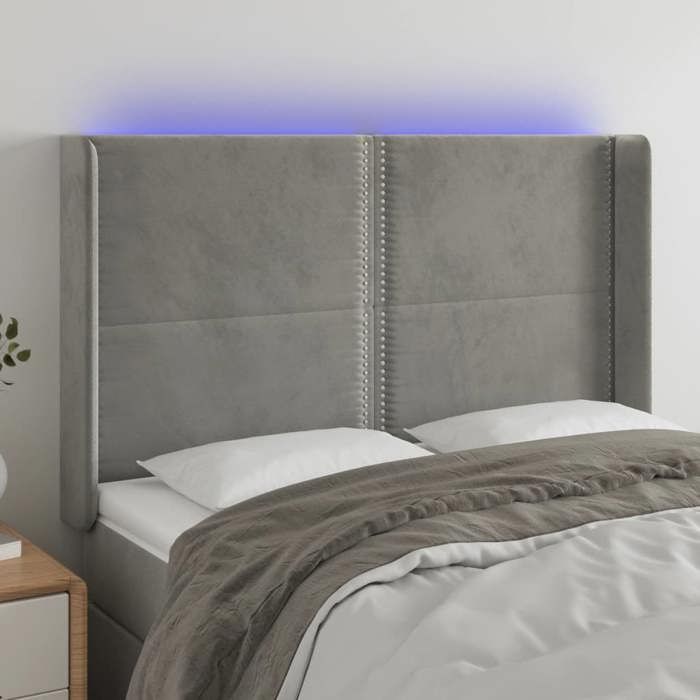 VidaXL LED Headboard Bedroom Furniture Double Bed Accessory Head of Bed Frame Interior Light Grey 3123956