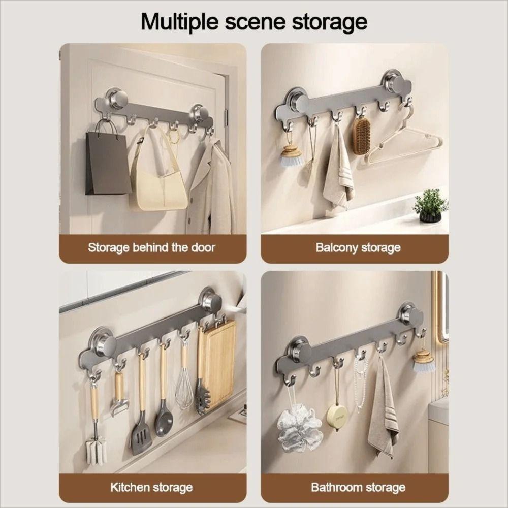 Waterproof Suction Door Cup Hook 5/6/7/8-Hook Hanging Coat Rack Bathroom Towel Holder Living Room