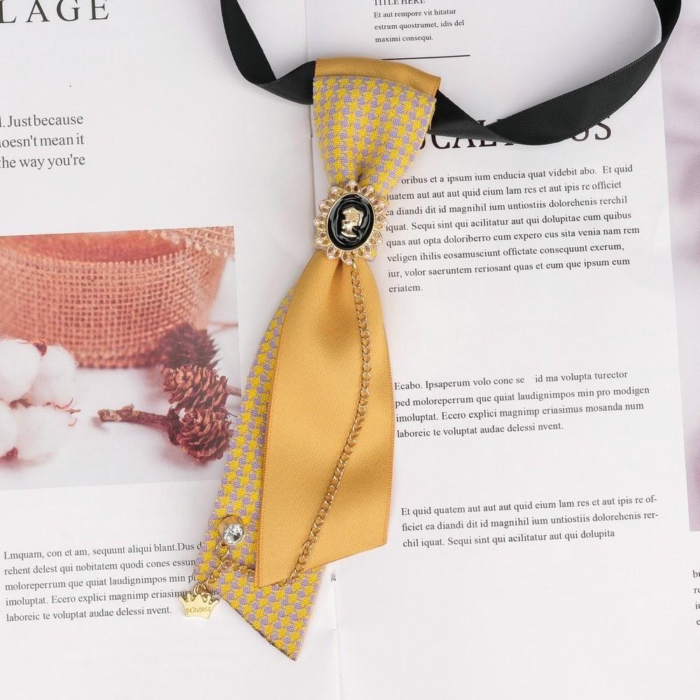 Y2K Preppy Necktie Oval Decorative Neck Tie Chic Plaid Bow Tie JK Uniform